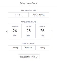 Showing Appointment scheduler option from Rela